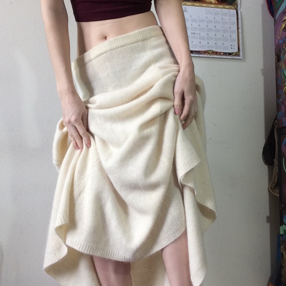 Vintage Lambswool Angora Rabbit Cream Maxi Skirt - Picture 2 of 8